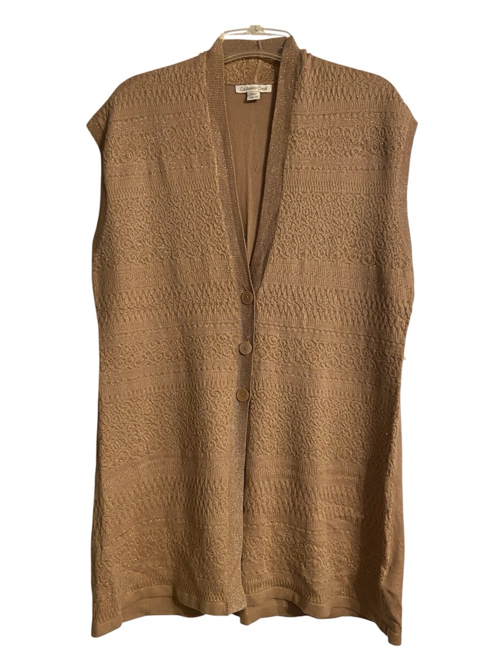 Coldwater Creek Beige Textured Button-Front Sweater